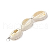 3 Natural Cowrie Shell Beaded Big Pendants PALLOY-JF03807-5
