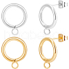 Beebeecraft 20Pcs 2 Colors 304 Stainless Steel Ring Stud Earring Findings STAS-BBC0005-21-1