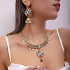 Flower Alloy & Plastic Pearl & Rhinestone Pendant Necklace & Earring FS-WGBAA8A-02-2