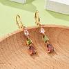 Teardrop Brass Pave Colorful Cubic Zirconia Hoop Earrings for Women EJEW-G428-23G-1