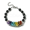 Natural Black Agate Beaded Bracelet BJEW-TA00402-01-1