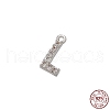 Real Platinum Plated Rhodium Plated 925 Sterling Silver Micro Pave Clear Cubic Zirconia Charms STER-P054-10P-L-1