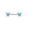 316L Surgical Stainless Steel Deep Sky Blue Enamel Nipple Rings WGBF921-02-1