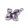 304 Stainless Steel Micro Pave Cubic Zirconia Pendants STAS-U042-06P-02-2