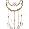 Nuggets Natural Quartz Crystal & Labradorite Chip & Brass Moon Hanging Ornaments HJEW-JM02566-4