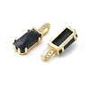 Brass Micro Pave Cubic Zirconia and Natural Black Agate Pendants KK-F892-45G-01-2