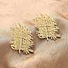 Woven Rhombus Brass Stud Earrings EJEW-R025-19G-2