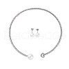 Round Plastic Imitation Pearl Stud Earrings & Rhinestone Cuff Choker Necklaces Sets SJEW-U003-11P-4