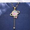 304 Stainless Steel Hot Pearl Enamel Constellation Planet Pendant Necklaces NJEW-D310-01E-G-5