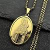 Religion 304 Stainless Steel Oval with Virgin Mary Pendant Necklaces for Women NJEW-M105-11G-1