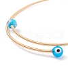 Lampwork Round with Evil Eye Beaded Cuff Bangle BJEW-JB08333-02-5