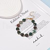 Natural Indian Agate Heart Beaded Bracelet BJEW-JB08697-02-2