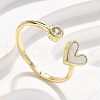 Brass Micro Pave Clear Cubic Zirconia Cuff Rings for Women RJEW-C126-02G-1