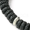 Dyed Natural Lava Rock Flat Round Beaded Stretch Bracelets for Women BJEW-JB09715-02-3