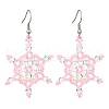 Christmas Snowflake Glass Seed Braided Dangle Earrings EJEW-MZ00236-03-1