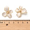 Flower Brass Enamel Stud Earrings EJEW-P308-02G-B-3