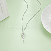 Rose with Word 304 Stainless Steel Pendant Necklaces for Women FS-WG05275-01-4
