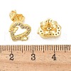 Heart with Butterfly Brass Micro Pave Clear Cubic Zirconia Stud Earrings EJEW-D305-01G-4