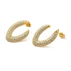 Brass Micro Pave Clear Cubic Zirconia Stud Earrings for Women EJEW-A040-04G-1