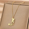 304 Stainless Steel Flower Initial Pendant Necklaces WGE911E-10-1
