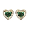 Heart Brass Micro Pave Cubic Zirconia Stud Earrings EJEW-M082-15G-3