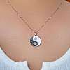 Elegant Brass Pave Black and White Cubic Zirconia Yin-yang Pendant Necklaces KO6375-2-1