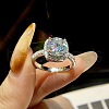 Rhodium Plated 925 Sterling Silver Pave 6.5x3.9mm Moissanite Finger Rings for Women WGE3211-03-1
