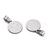 Non-Tarnish Flat Round with San Benito & Word 304 Stainless Steel Charms STAS-I036-03C-2