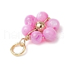 Dyed Natural Shell & Brass Round Beaded Flower Pendants PALLOY-JF03462-5