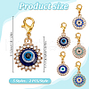 10Pcs 5 Style Evil Eye Alloy Rhinestone Badge Reel Pendant Decoration HJEW-DR00046-2