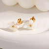 Fashion Stainless Steel Flower Cuff Rings & Stud Earrings Sets for Women WL9140-1-4
