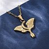 Moon Moth 304 Stainless Steel Pendant Necklaces NJEW-M096-22G-5