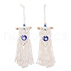 Cotton and Linen Cord Macrame Woven Tassel Wall Hanging EVIL-PW0002-10B-1