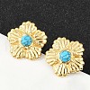 304 Stainless Steel Synthetic Turquoise Stud Earrings for Women EJEW-U046-15G-2
