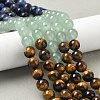 Chakra Natural Red Jasper & Yellow Jade & Green Aventurine & Tiger Eye & Sodalite & Amethyst Beads Strands G-NH0002-E02-8mm-2