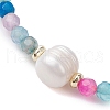8mm Faceted Round Natural Agate(Dyed & Heated) Beaded Stretch Bracelets BJEW-JB10479-4
