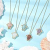 Turtle Faceted Natural Mixed Gemstone Pendant 304 Stainless Steel Cable Chain Necklaces for Women NJEW-JN05289-1