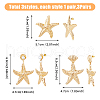FIBLOOM 3 Pairs 3 Style Alloy Starfish Dangle Stud Earrings with Plastic Pearl Beaded EJEW-FI0002-95-9
