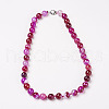 Natural Dyed Agate Beads Necklaces NJEW-F139-10mm-16-1