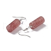 Natural Strawberry Quartz Cylindrical Dangle Earrings EJEW-D188-01P-10-3