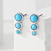 S925 Sterling Silver Synthetic Turquoise Flat Round Stud Earrings BK0103-2-1