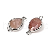 Natural Strawberry Quartz Faceted Connector Charms G-L514-048G-02-2