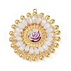 304 Stainless Steel and Resin Flower Pendants STAS-R170-03G-03-1
