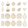 Elecrelive 100Pcs 10 Styles Undyed Natural Wooden Big Pendants WOOD-EL0001-03-2