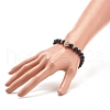 3Pcs 3 Color Synthetic Black Stone Round Beaded Stretch Bracelets Set with Brass Lion BJEW-JB07864-6