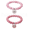 2Pcs 2 Colors 10.5mm Round Opaque Crackle Glass Beaded Stretch Bracelet Sets BJEW-MZ00083-1