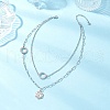304 Stainless Steel Ring Hexagon Pendant Double Layer Necklaces for Women NJEW-JN05311-1
