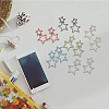 FIBLOOM 6 Pairs 6 Colors Alloy Hollow Star Dangle Stud Earrings with Rhinestone for Women EJEW-FI0001-87-7