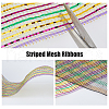 DICOSMETIC 2 Rolls 2 Colors PP Striped Mesh Ribbons SRIB-DC0001-02-4