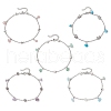 5Pcs 5 Styles Natural & Synthetic Gemstone Chip Tassel Alloy Link Anklets AJEW-AN00696-3